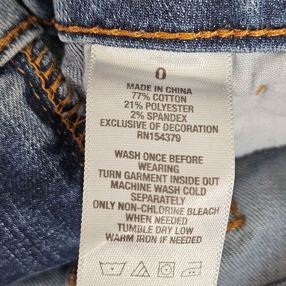 Aeropostale Floral Embroidered Blue Denim Jeans – Boho Y2K Vibe, Size 0 - Picture 10 of 11